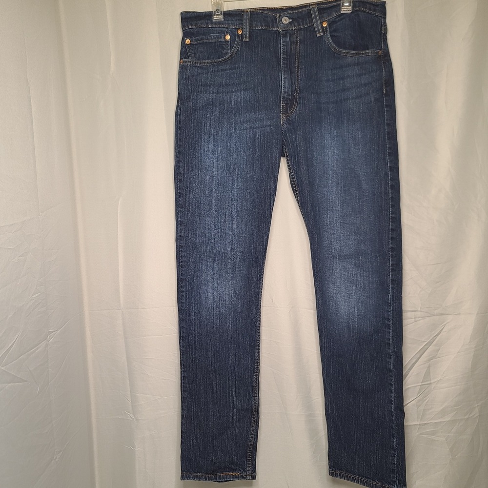 Levis 502 Regular Taper Jeans Mens‎ 36x34 Dark Wash Blue Stretch Denim Pants